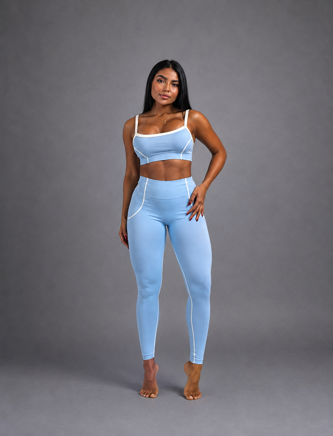 SET DE LEGGINS DOBLE REALCE Y TOP CON SESGO NACIONAL  Ref. 4069