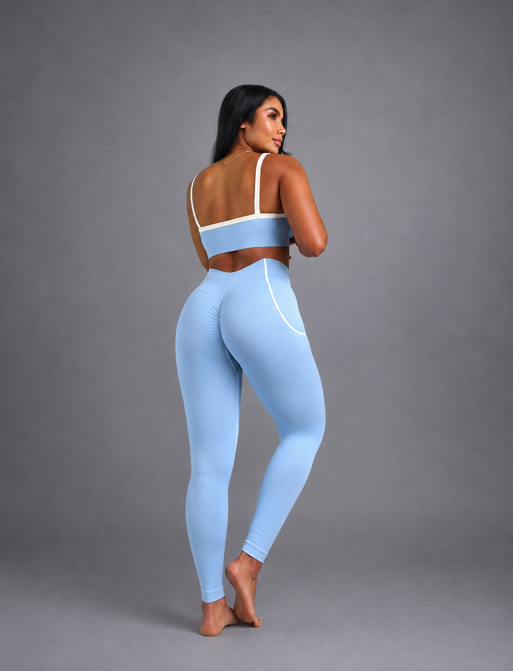 SET DE LEGGINS DOBLE REALCE Y TOP CON SESGO NACIONAL  Ref. 4069