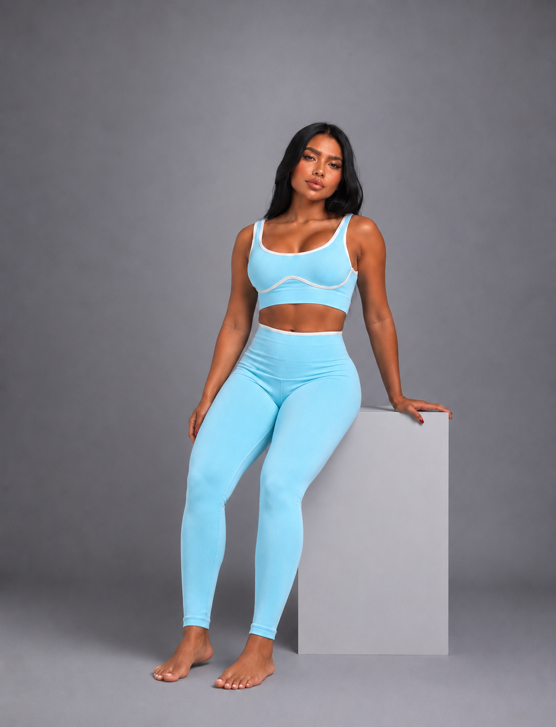 SET DE LEGGINS DOBLE REALCE Y TOP CON SESGO  Ref. Top 2068 | Ref. Leggin 1052