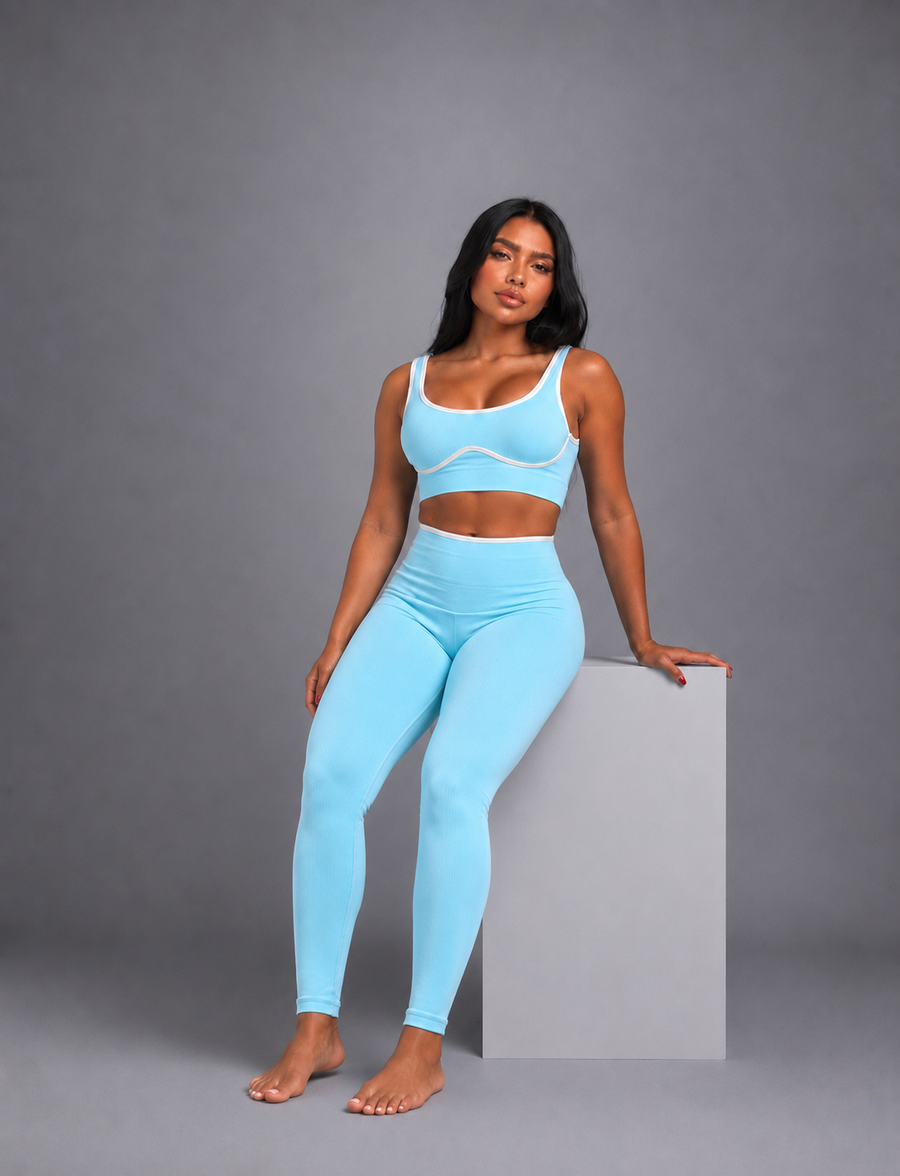 SET DE LEGGINS DOBLE REALCE Y TOP CON SESGO  Ref. Top 2068 | Ref. Leggin 1052