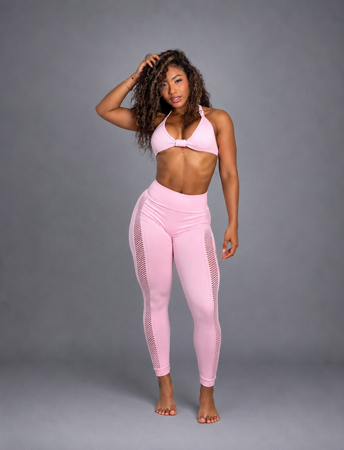 SET LEGGINS BUCOS LATERALES DOBLE REALCE Y TOP MOÑITO PREMIUM NACIONAL  Ref. Leggin 1094  Ref. Top 2063