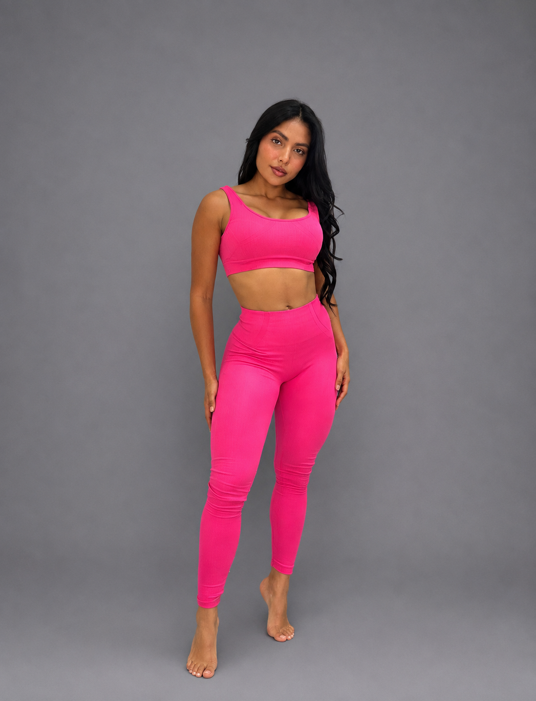 SET DE LEGGINS DOBLE REALCE Y TOP NACIONAL  Ref. 4054