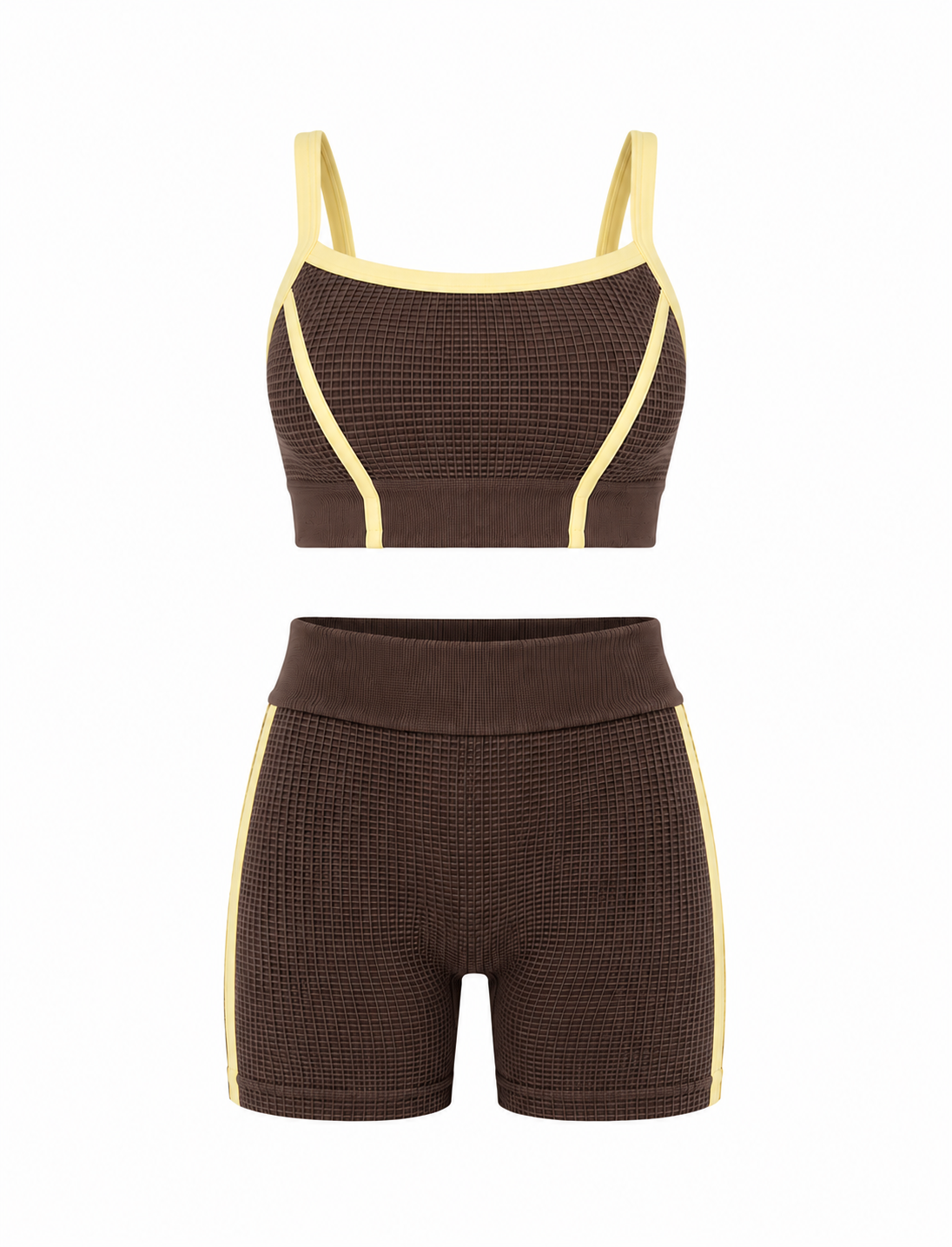 SET DE SHORT DOBLE PUSH Y TOP CON SESGO EN TELA GALLETA  Ref. Top 2102  Ref. Short 31021