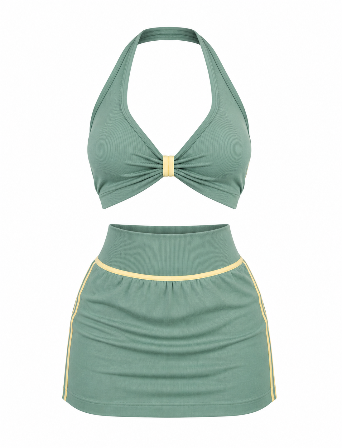 SET DE FALDA SHORT Y TOP HALTER CON SESGO NACIONAL  Ref. 5135