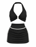 SET DE FALDA SHORT Y TOP HALTER CON SESGO NACIONAL  Ref. 5135