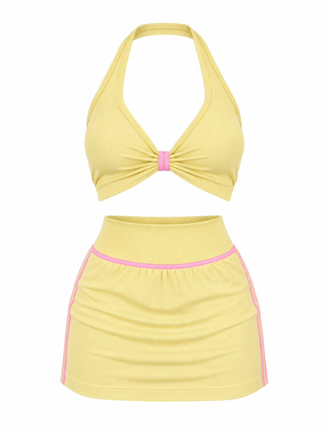 SET DE FALDA SHORT Y TOP HALTER CON SESGO NACIONAL  Ref. 5135