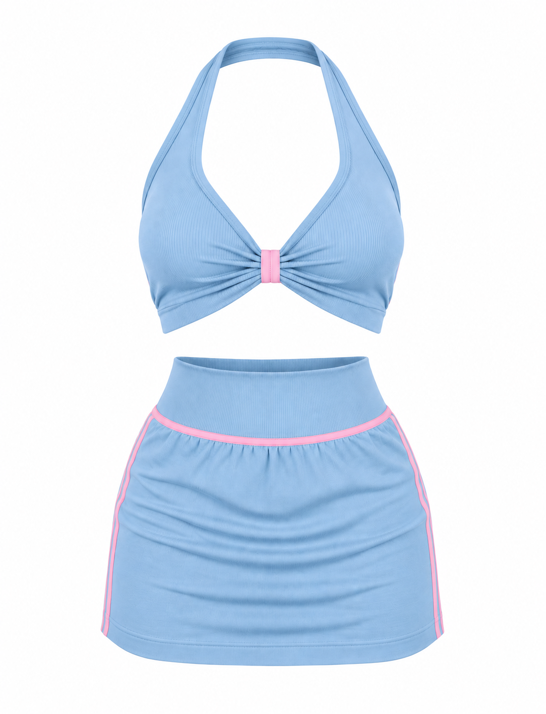 SET DE FALDA SHORT Y TOP HALTER CON SESGO NACIONAL  Ref. 5135
