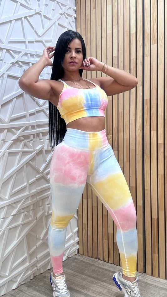 SET LEGGINS Y TOP VETIADO CON REALCE YG34