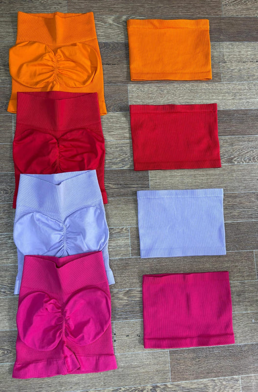 SET DE SHORT CON REALCE Y STRAPLE EN TELA RIB NAC