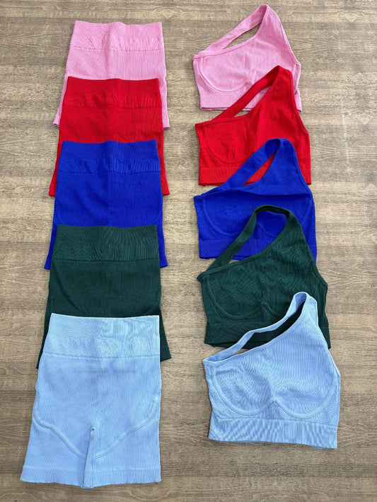 SET DE SHORT SIN REALCE Y TOP PICAPIEDRA CON SESGO PREMIUM  Ref. 9061