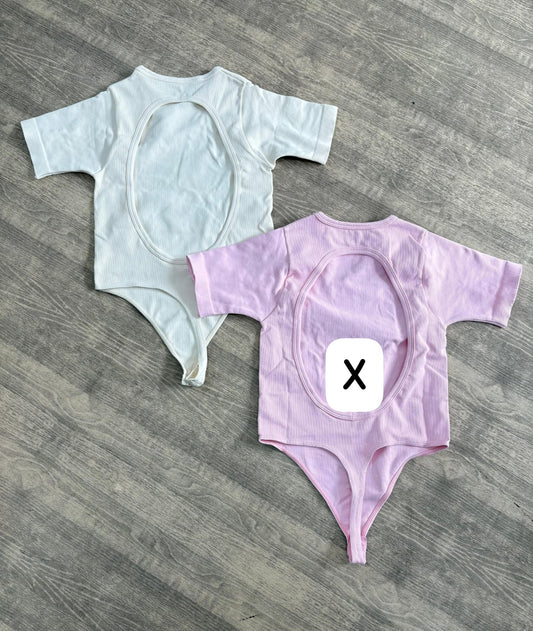 BODY MANGA CORTA CON ESCOTE ESPALDA PREMIUM Ref. 805