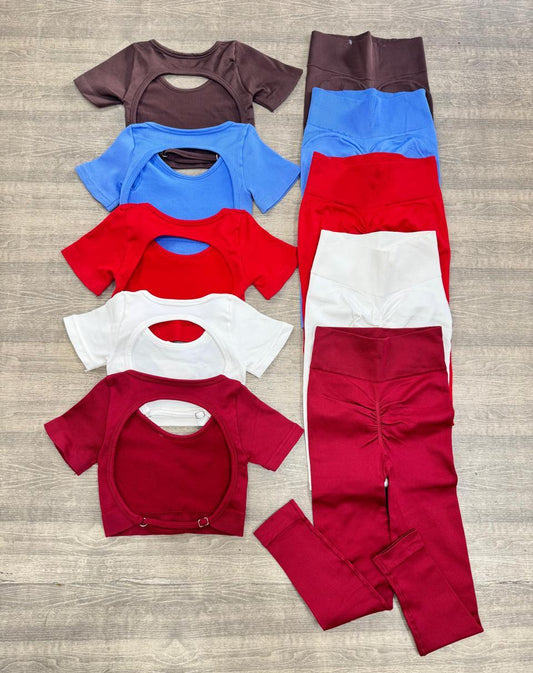 SET DE LEGGINS CON REALCE Y CAMISA CON ESCOTE NAC