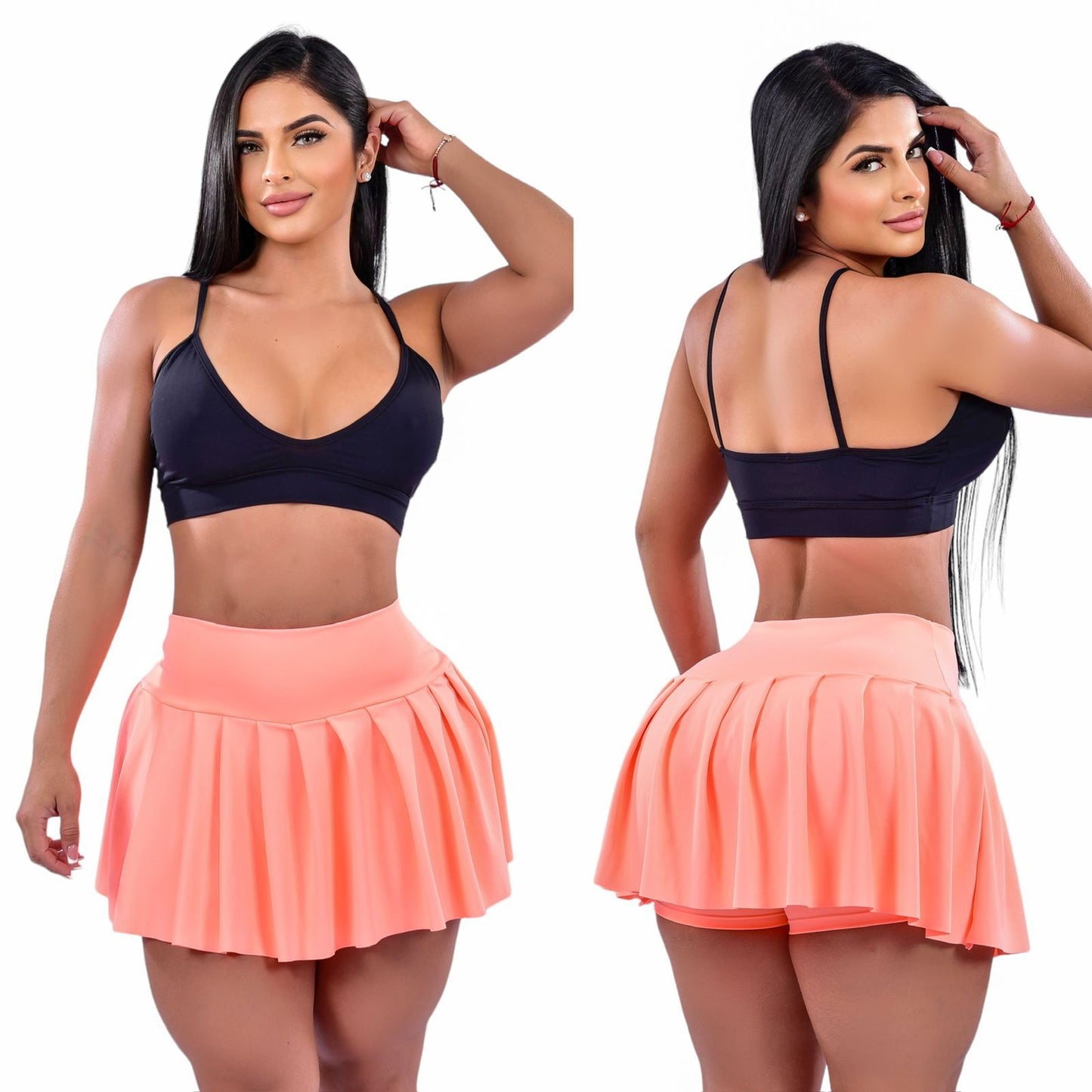 Falda short pliegues