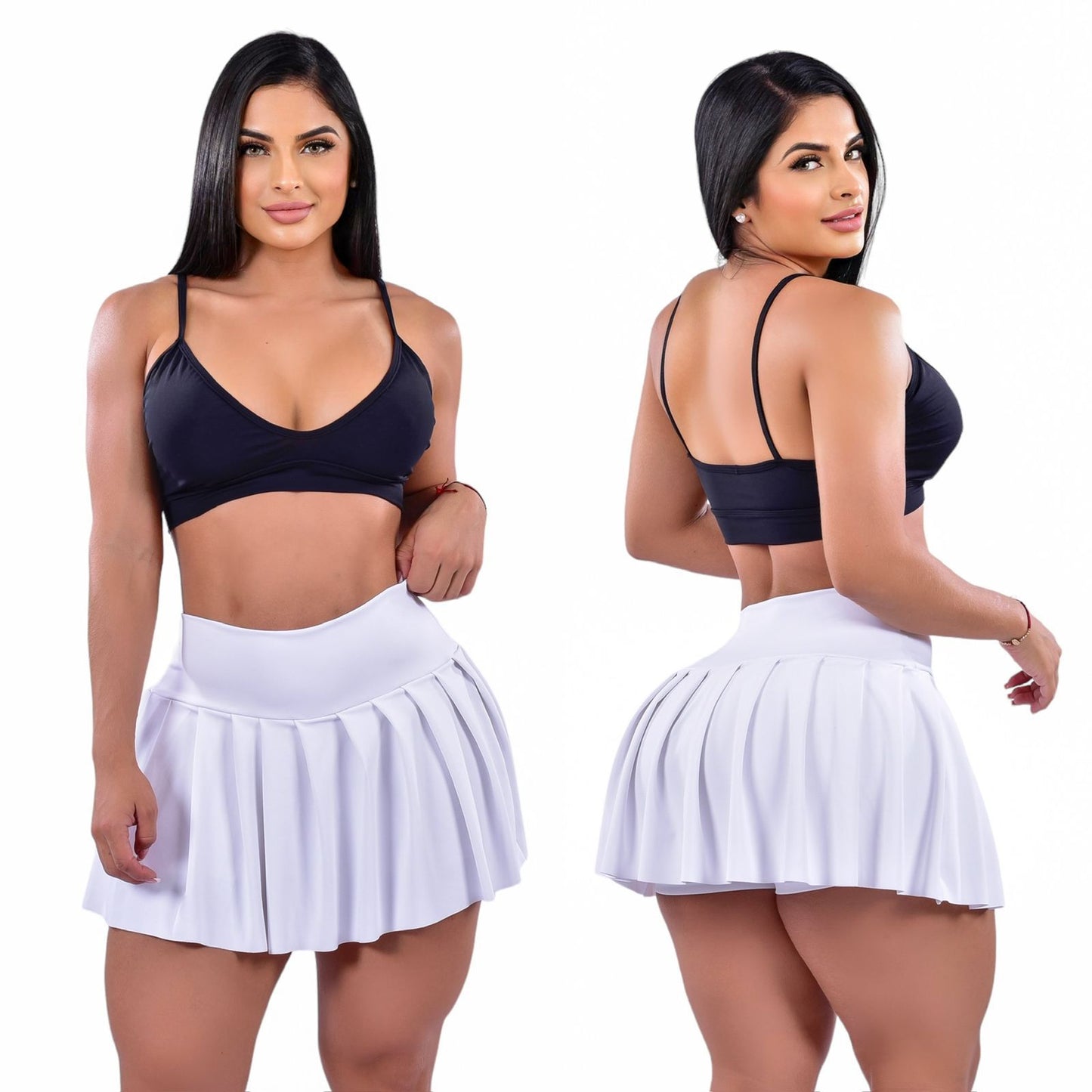 Falda short pliegues