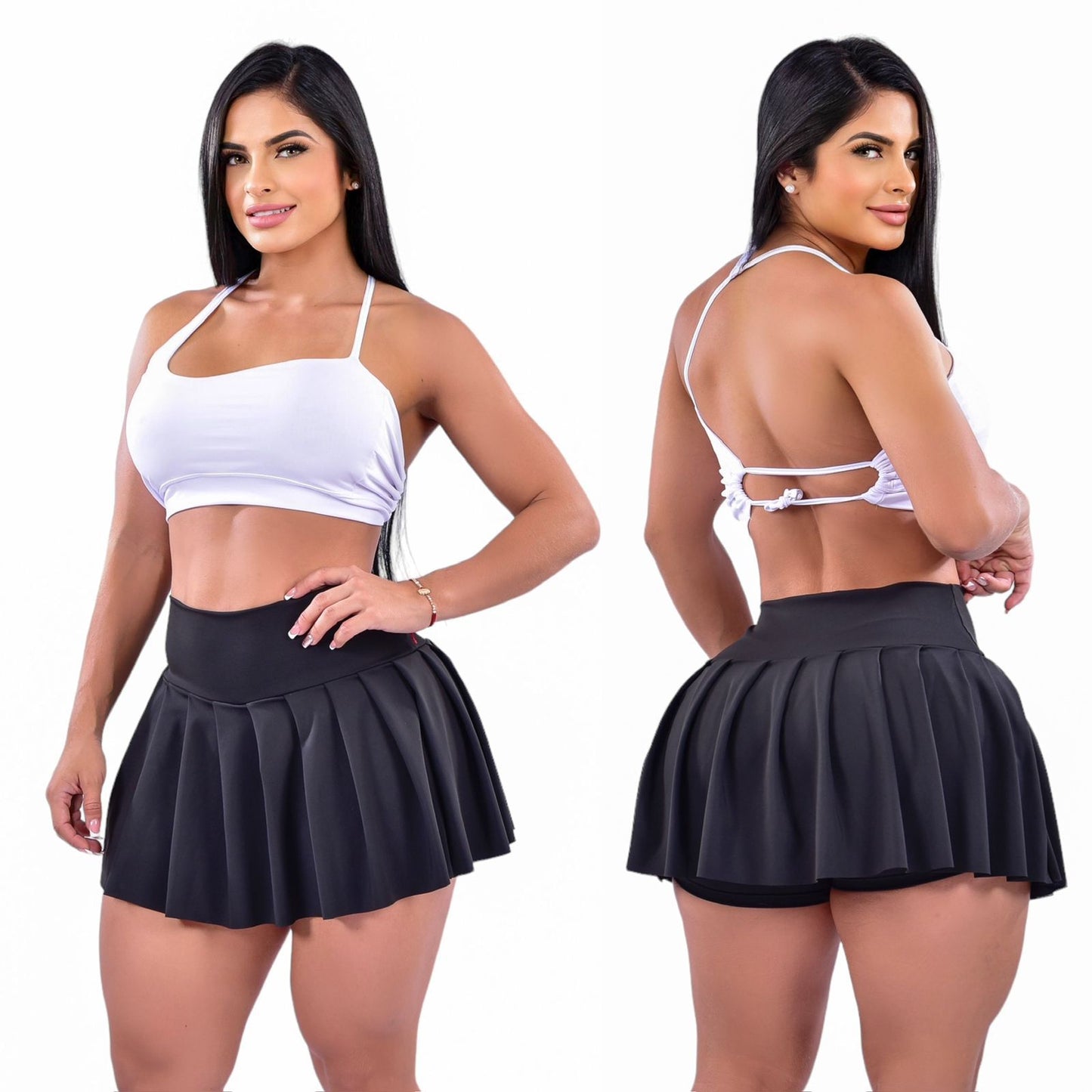 Falda short pliegues